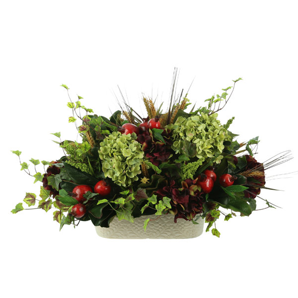 Creative Displays Inc Hydrangeas With Pomegranate Ivy And Wheat